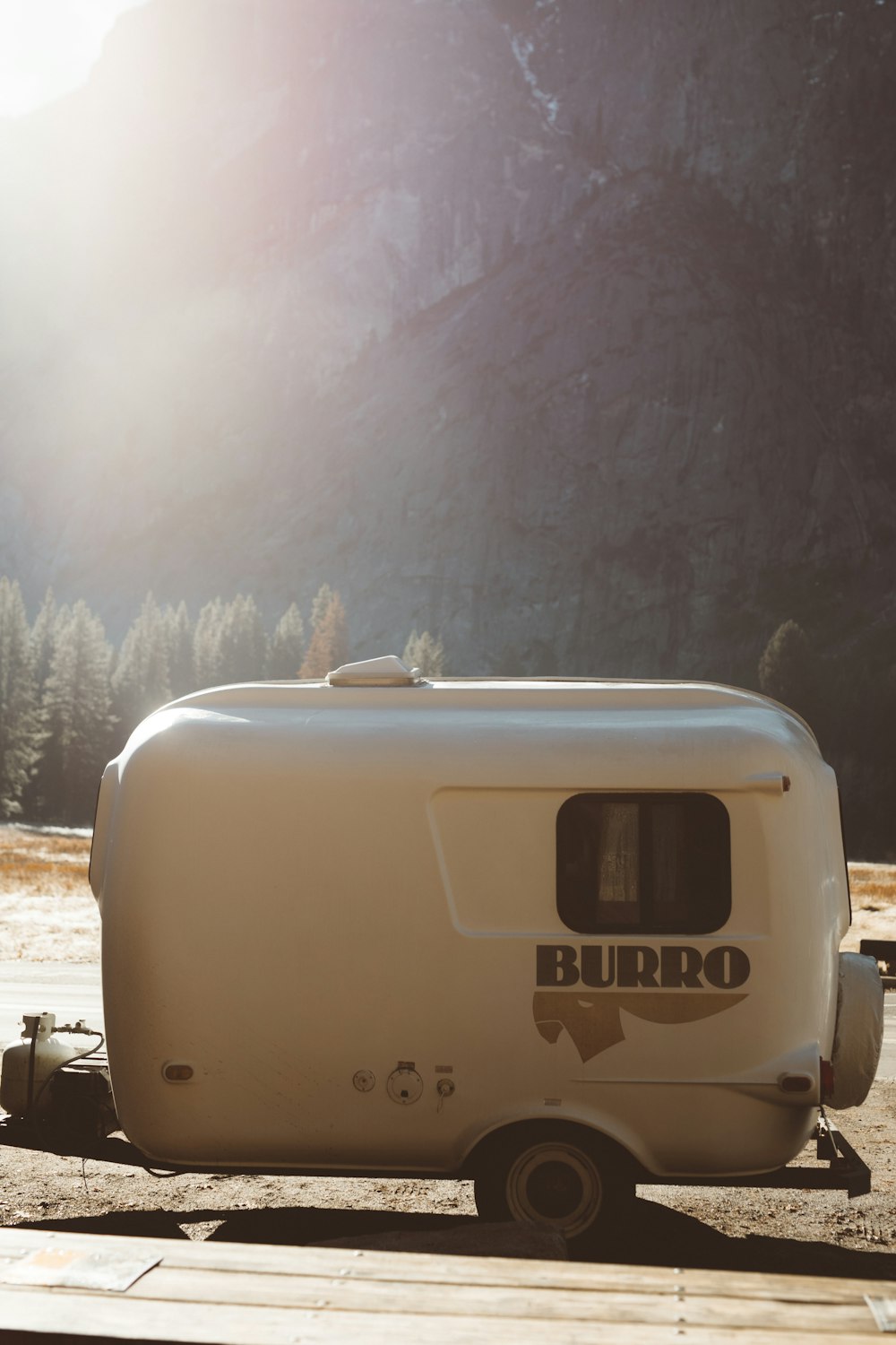 white Burro camper trailer at daytime