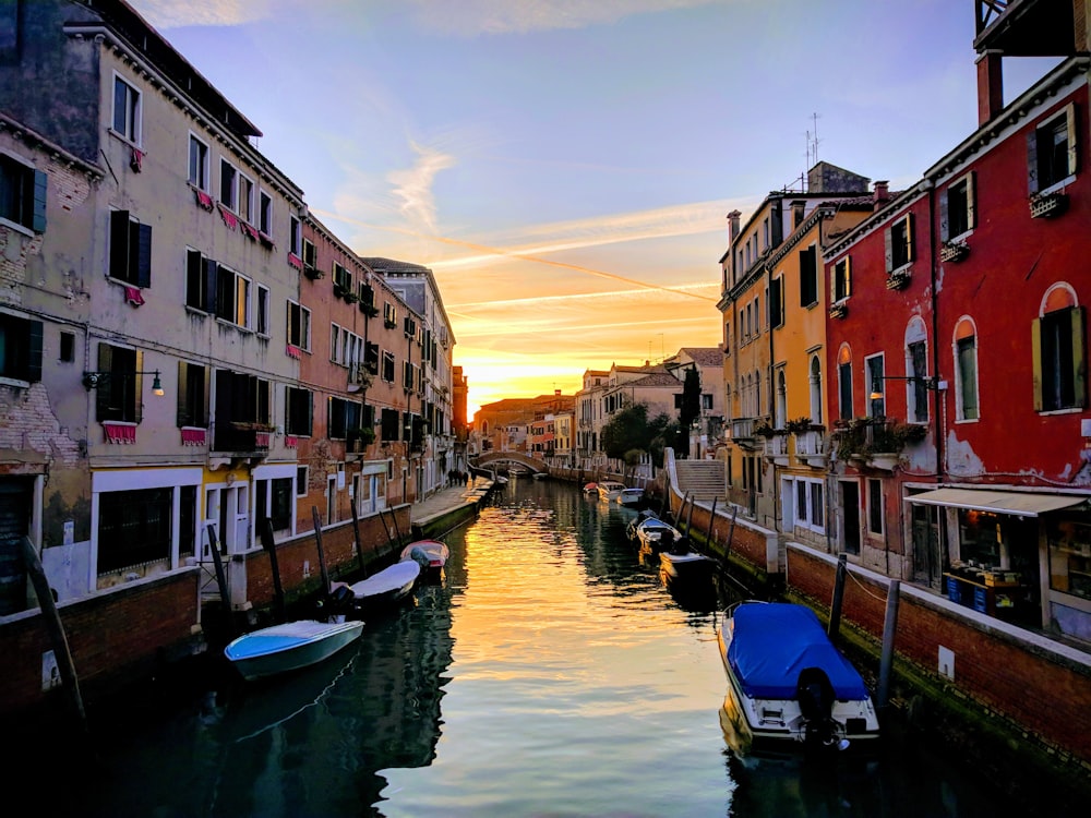 a canal that has some boats in it