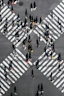 aerial view of people walking on cross pedestrian lane