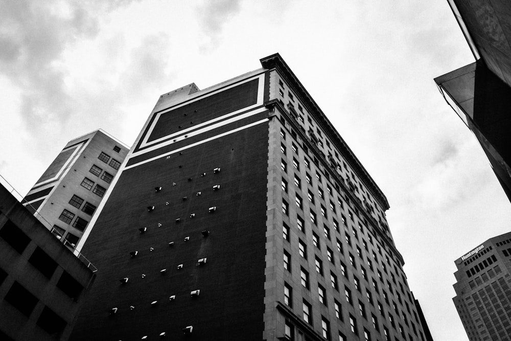 grayscale photography of building under sky