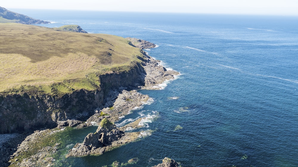 beach cliff viewing calm sea