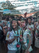 A group photo of community members celebrating a successful health camp organized by Rajesh More.