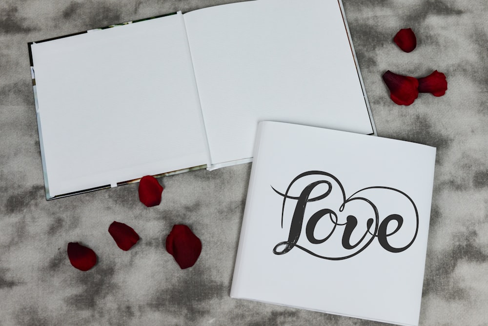 white printer paper with love text