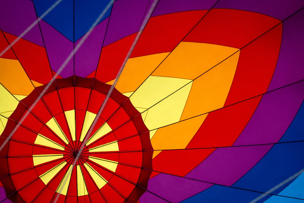 a large colorful hot air balloon in the sky