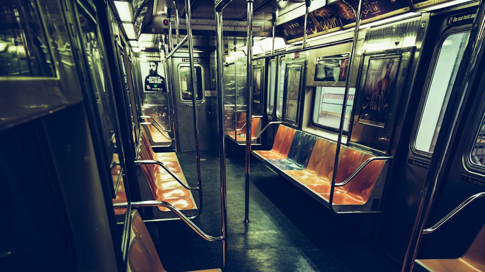 brown and black train seat