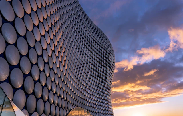 The curved, disc-covered Selfridges building at the Bullring in Birmingham