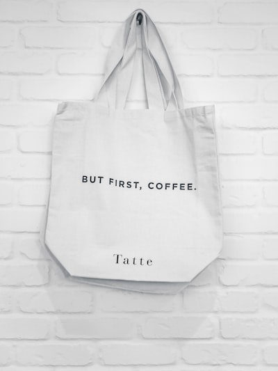 Clean white canvas tote bag