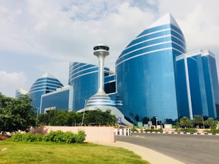 Dwarka Expressway with modern commercial offices and smooth traffic flow.