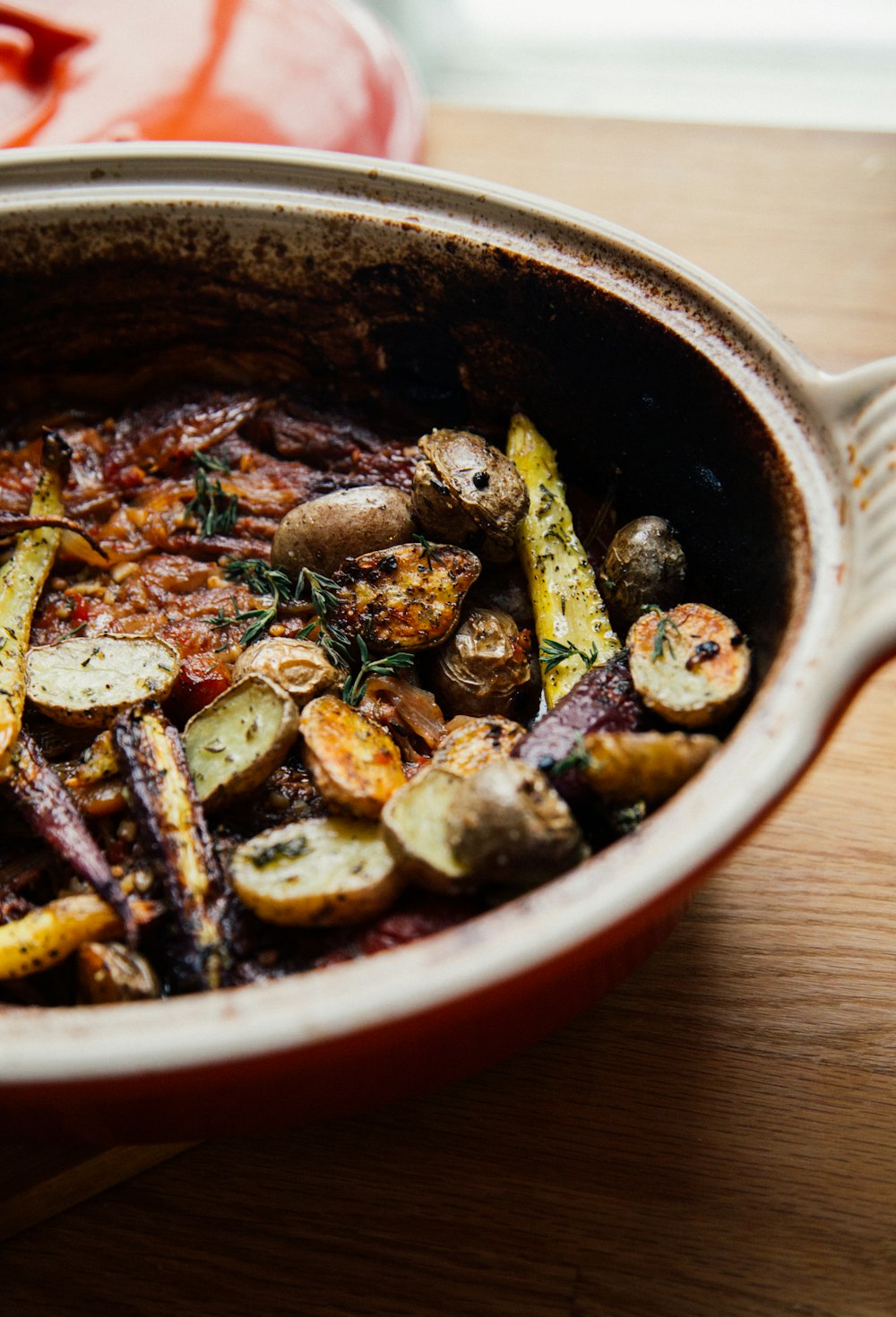 cooked food on pan