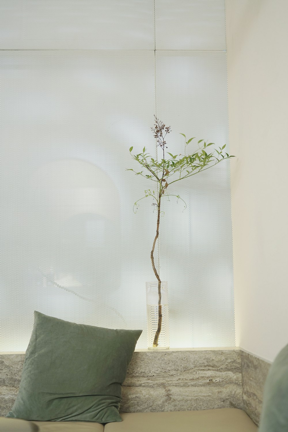 gray throw pillow inside room