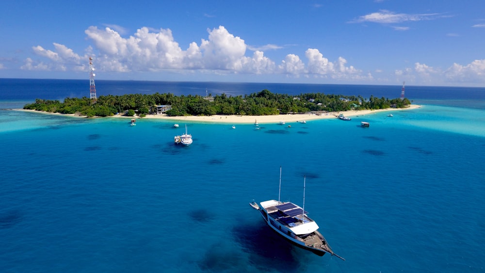 boat in the middle of the island