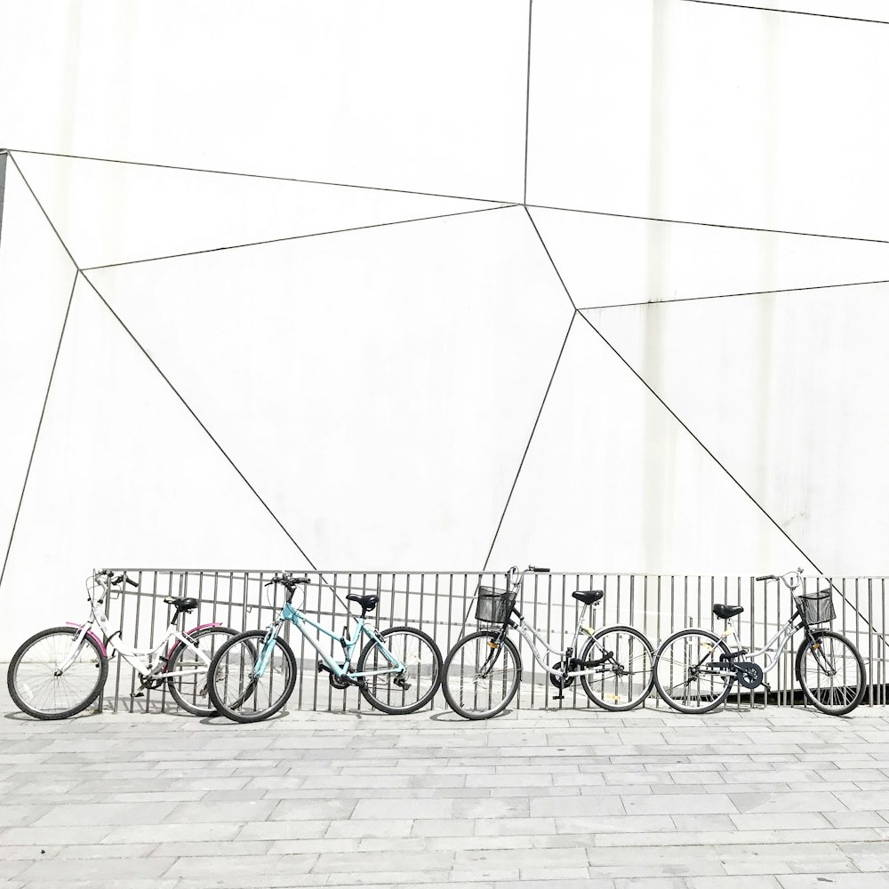 bicycles beside railings
