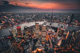 high-angle view of high rise buildings