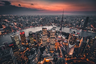 high-angle view of high rise buildings