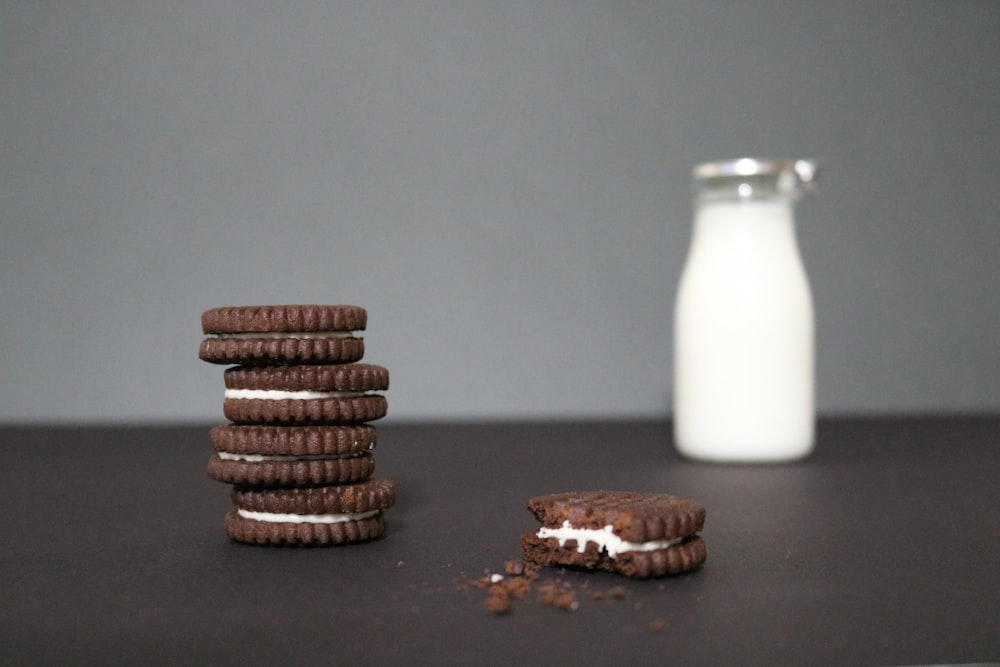 cookies near bottle of milk