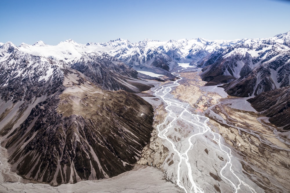 aerial view of mountain ranges