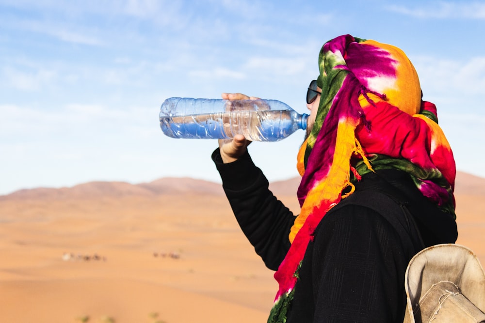 person drinking water