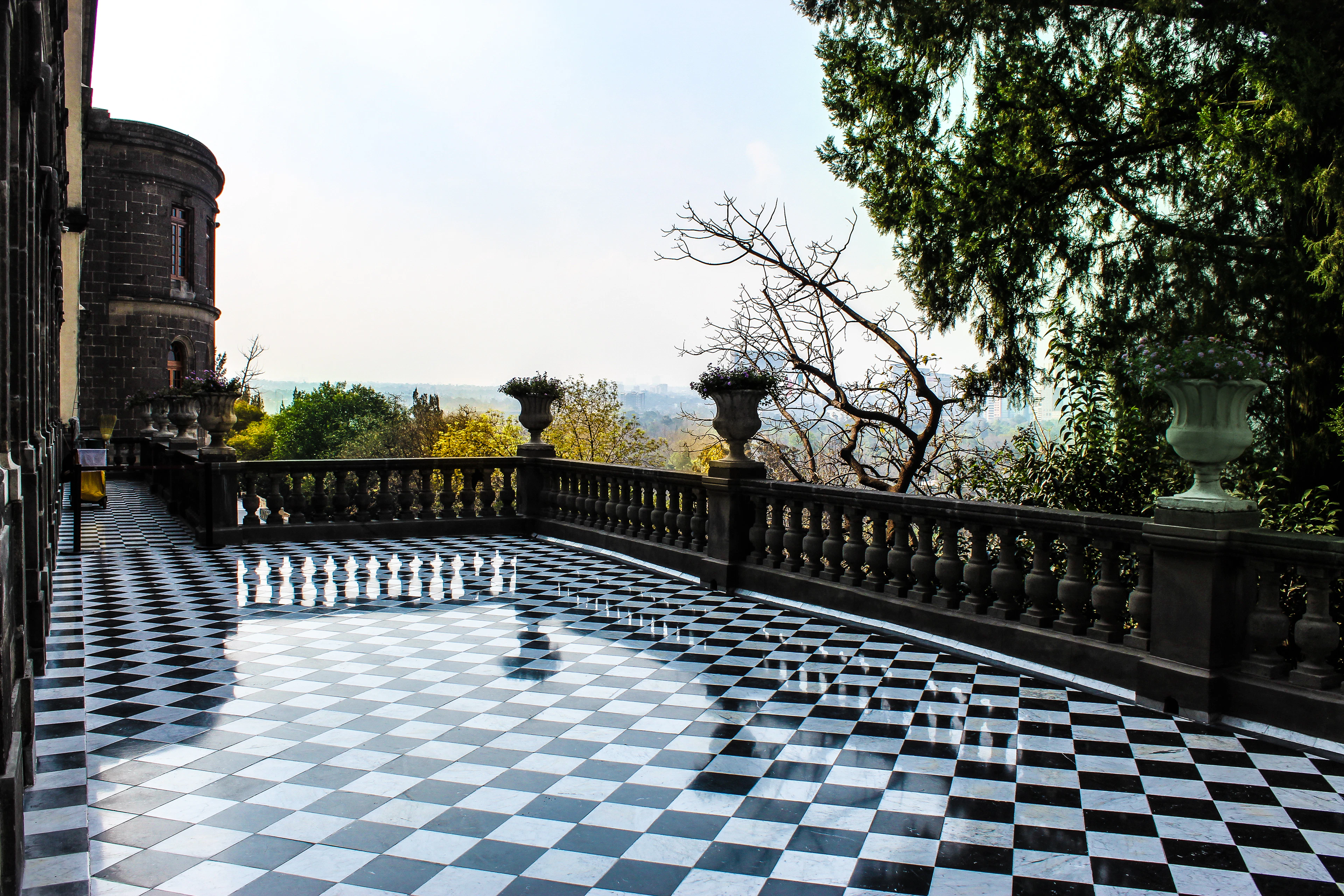 Empty tiled balcony in an apartment