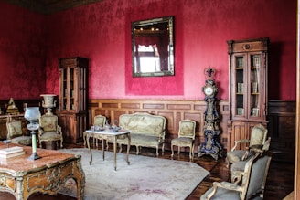 A luxurious display of rare collectibles arranged elegantly in a grand room.