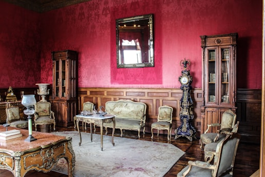 A luxurious display of rare collectibles arranged elegantly in a grand room.