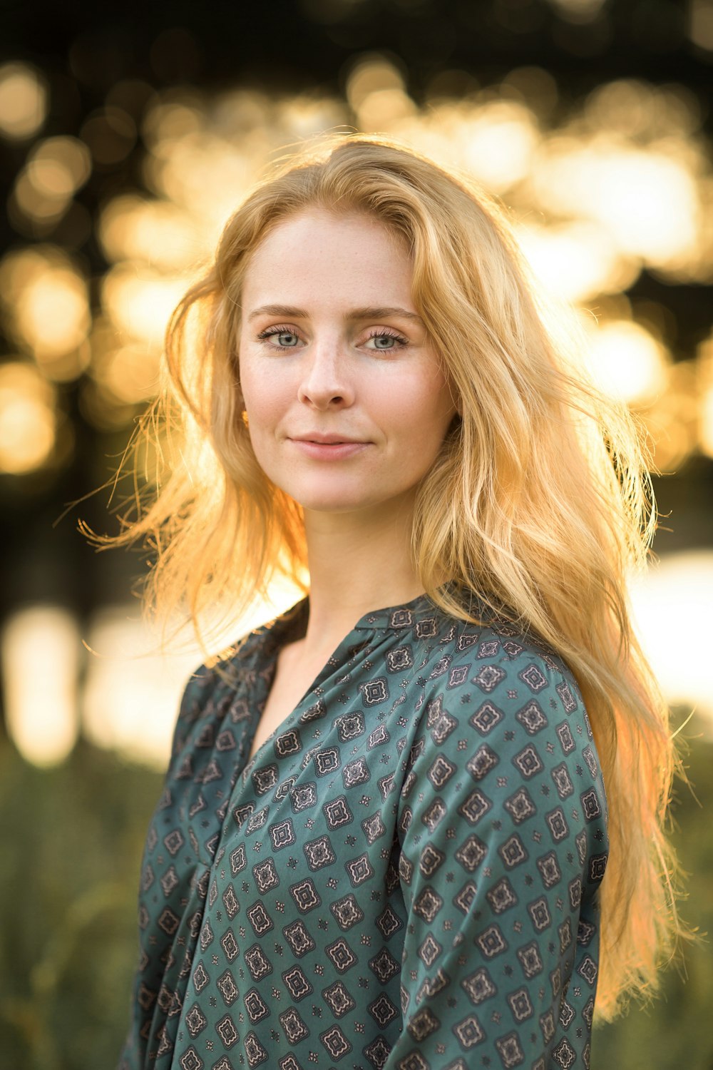 woman wearing blue top