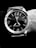 A classic analog wristwatch with a leather strap, featuring a black dial with silver hour markers and hands. The word 'Faster' is prominently displayed below the center of the dial.
