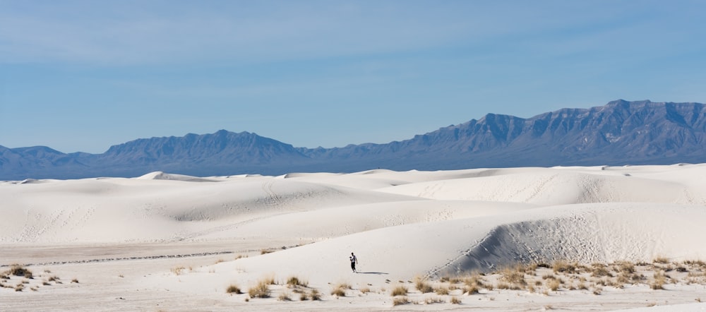 person standing on snow-covered mountain during daytime