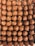 A close-up of assorted chocolate truffles elegantly arranged on a marbled white platter.