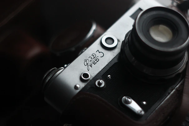 Close-up shot of vintage film equipment, highlighting textures and details.