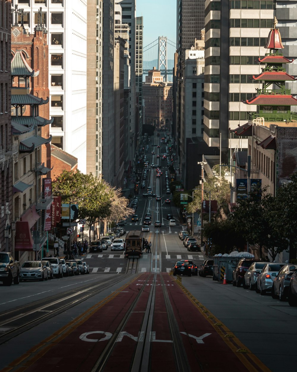 close up photography of tram road way