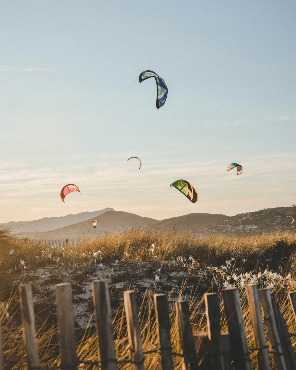 parachutes in the sky