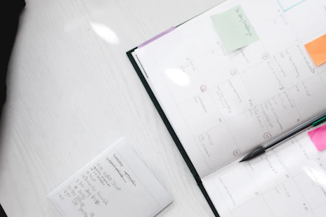 Colorful calendar with budget deadlines and family activities marked