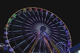 A giant Ferris wheel illuminated at night, offering stunning views.