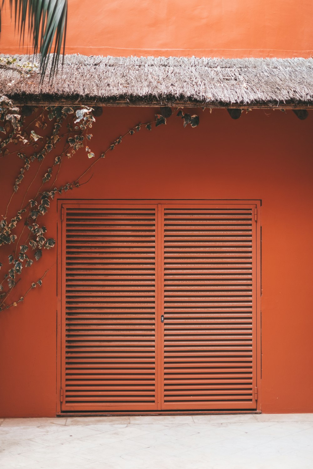 closed orange door