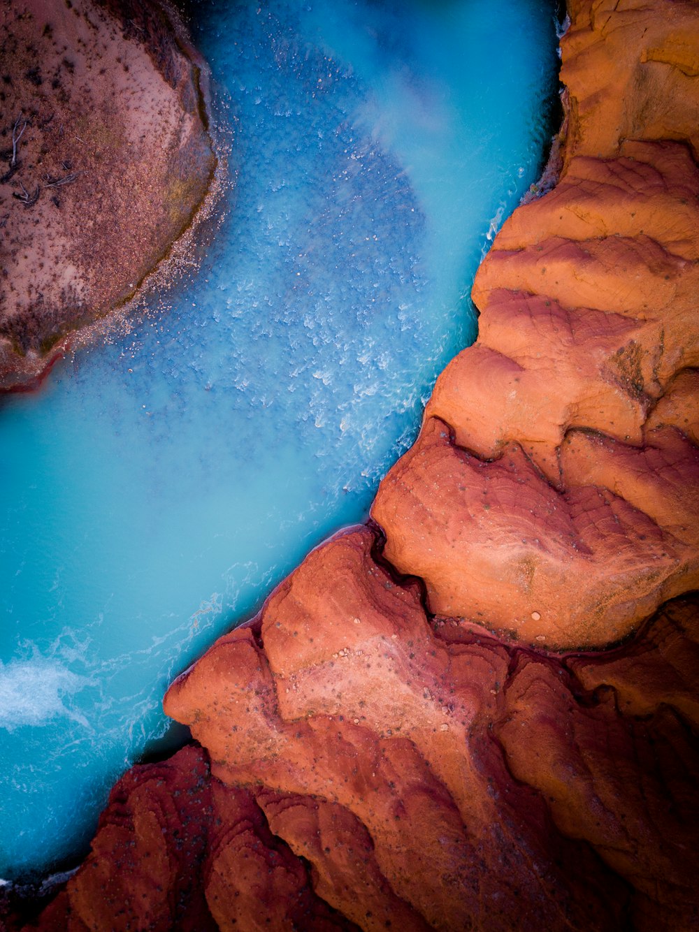 aerial photo of gushing river