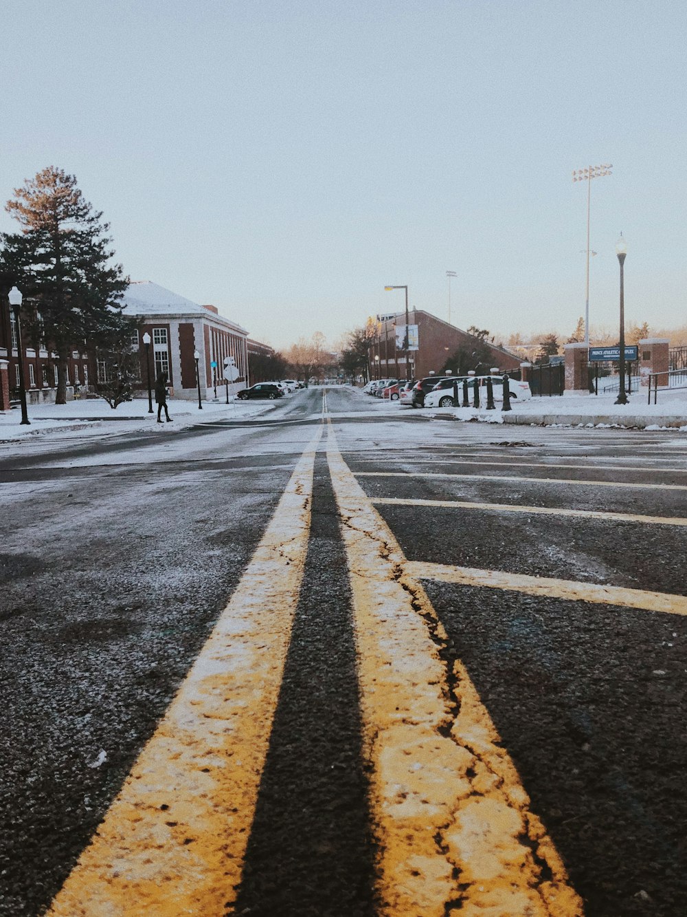 empty road along building