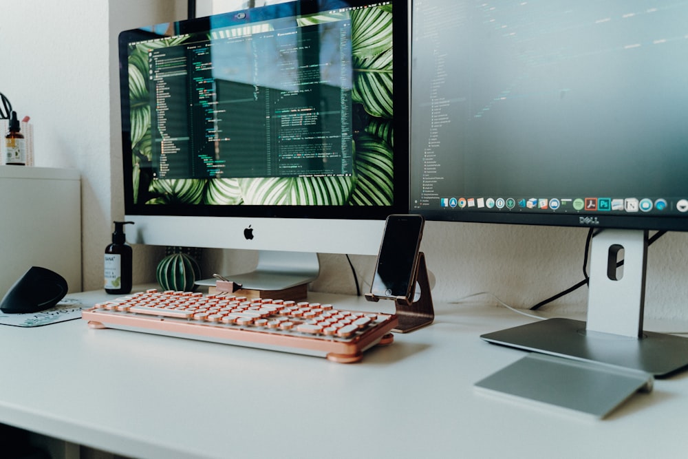 silver iMac turned-on