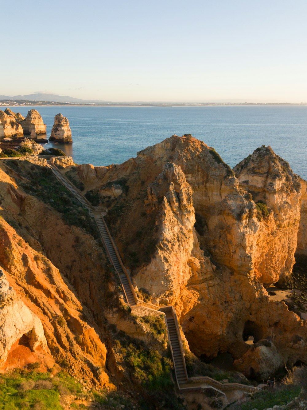 brown staircase and rock formations