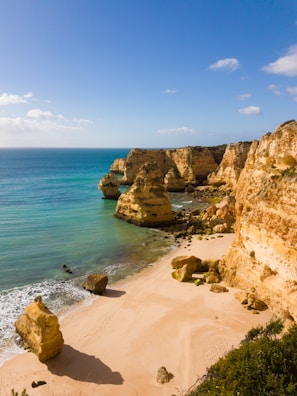 A serene beach in Vung Tau with turquoise waters and fresh seafood stalls