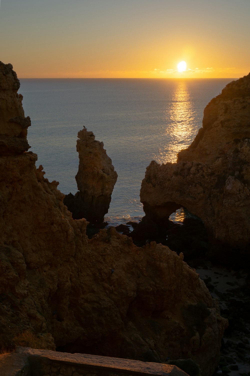 stone formation under golden hour