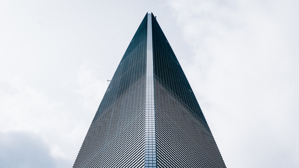 low angle photo of curtain glass wall building