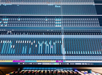 close-up photography of audio mixer