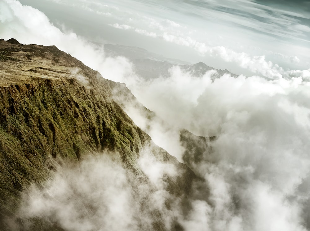 mountain covered with fog