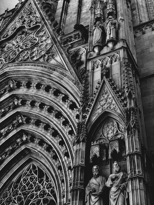 gray concrete cathedral during daytime in Cathedral of Barcelona Spain