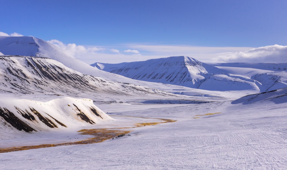 mountain covered with snow under blue sky