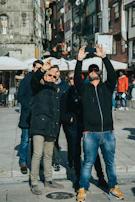 Students exploring a foreign city, capturing memories and enjoying their new environment.