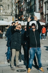 A group of tourists exploring a city.