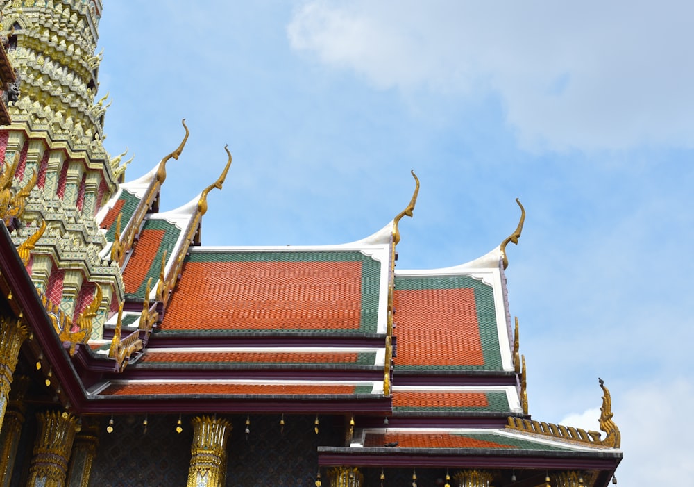 red and blue temple roof