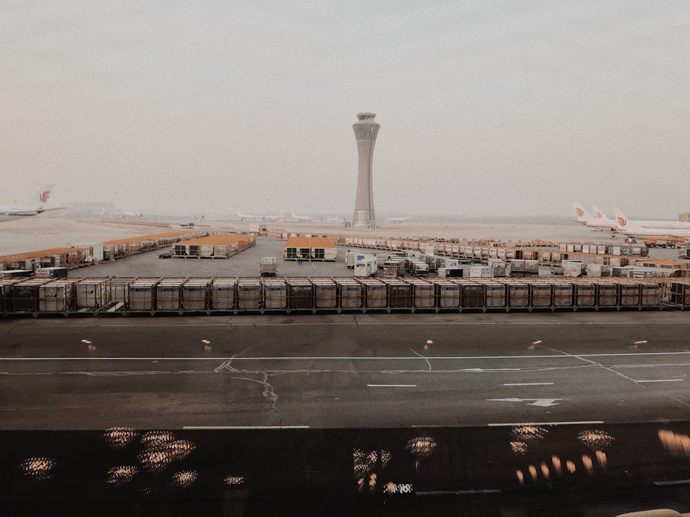 cars parked near tower building