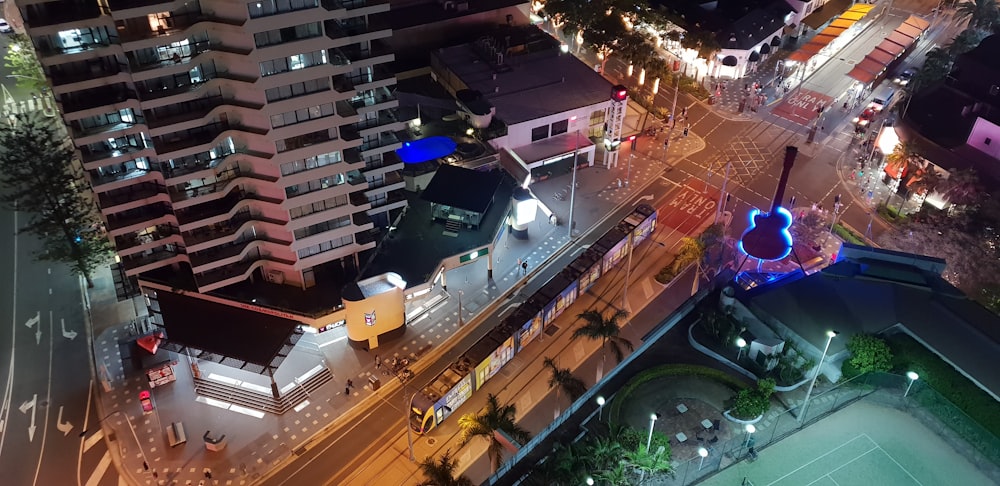 bus on road near building